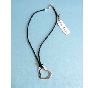 Sterling SILVER Heart Cord Necklace NWT